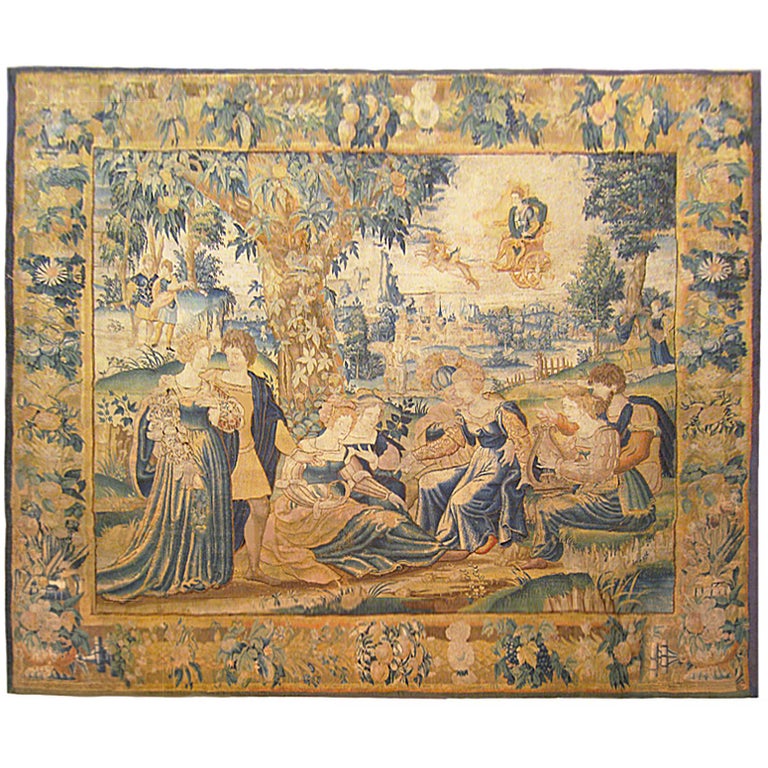 Antique 18th Century Flemish Mythological Tapestry, with the Greek Deity Apollo For Sale