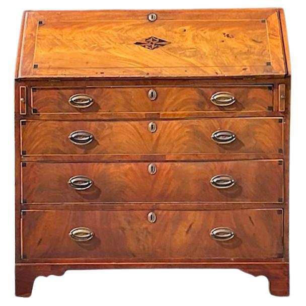 Antique 18th Century Flip Top Flame Mahogany Secretary Desk For Sale