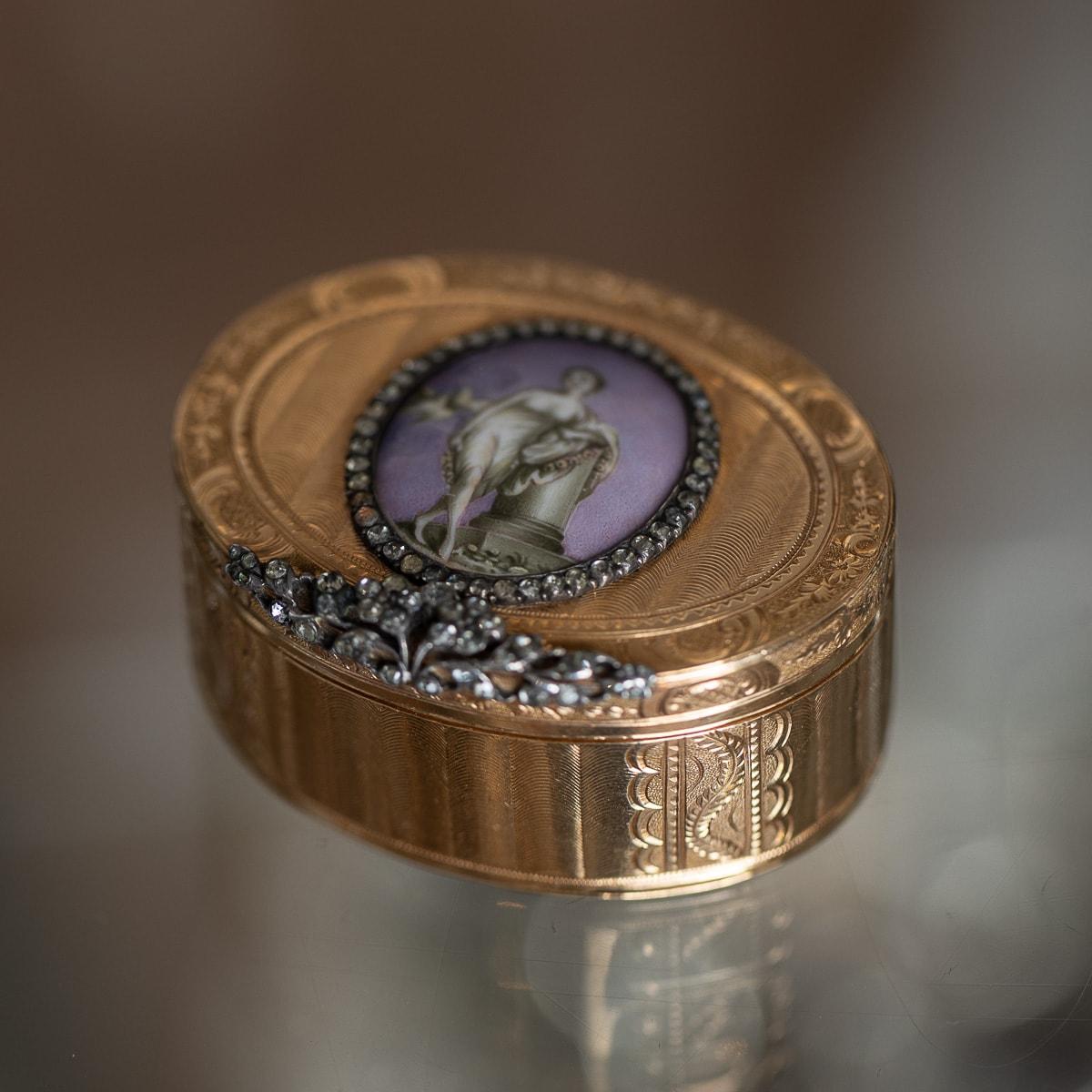Antique 18th Century French 18K Gold, Enamel and Diamond Snuff Box c ...