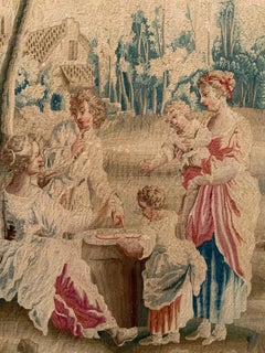 Antique French Aubusson Pastoral Wandteppich aus dem 18.