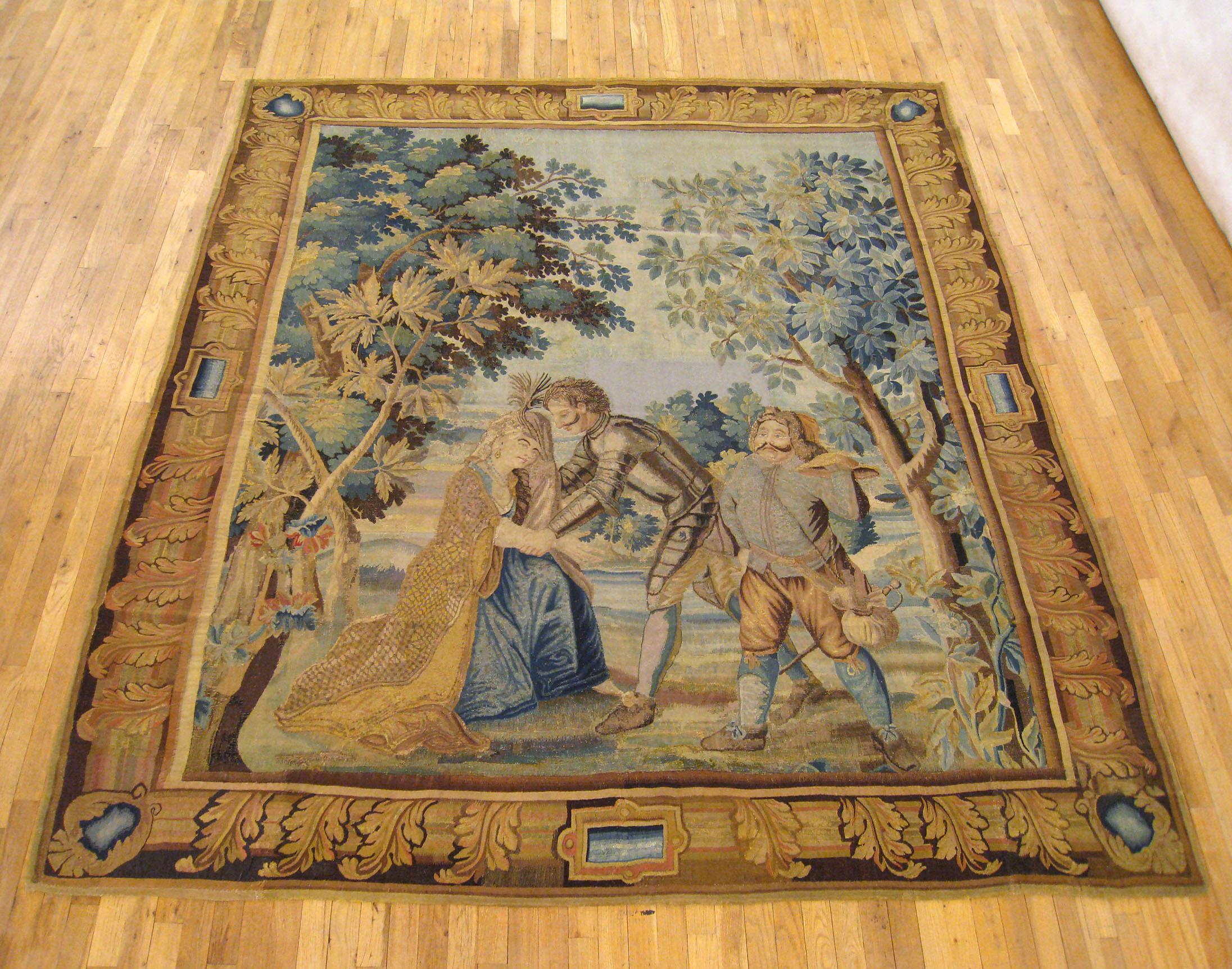 Ein antiker französischer Aubusson-Wandteppich aus dem 18. Jahrhundert mit den Maßen 8'10
