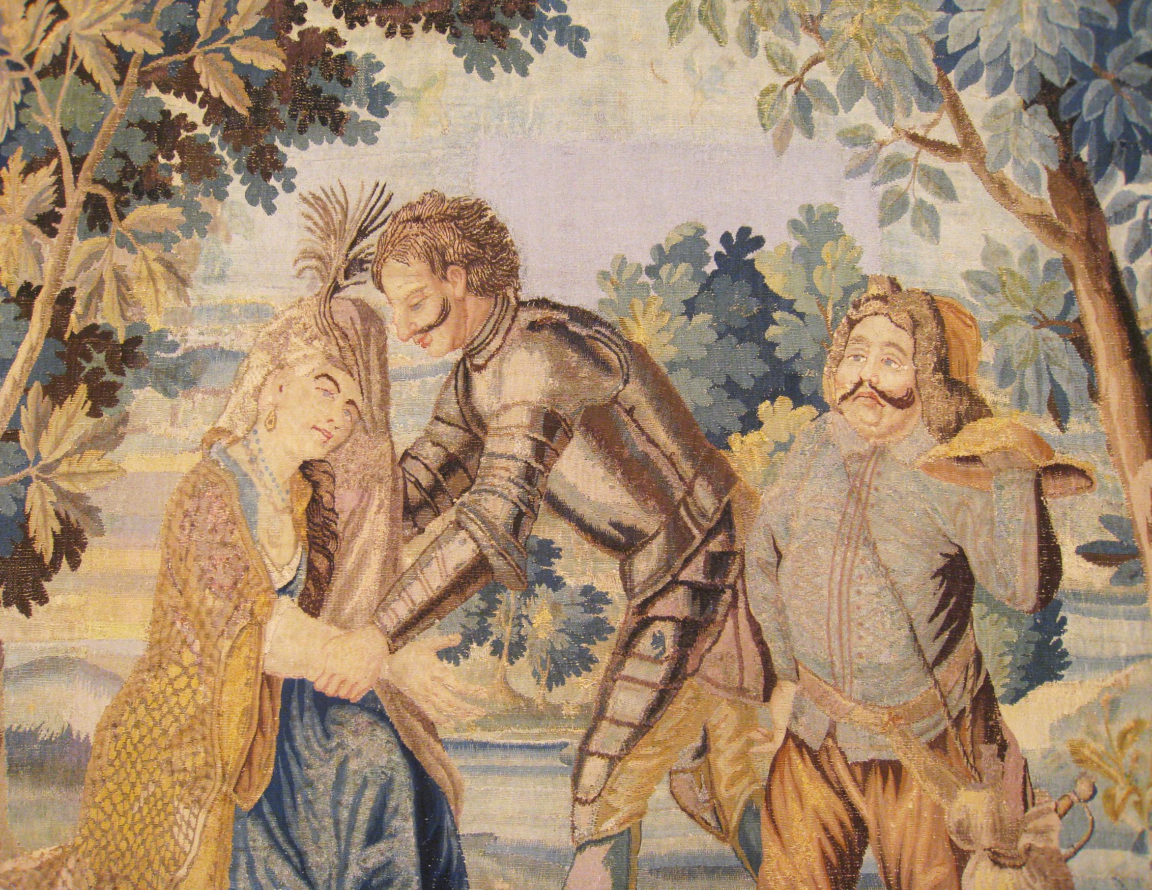 Antiker französischer Aubusson-Wandteppich aus dem 18. Jahrhundert, mit romantischem Märchen von Don Quixote (Handgewebt) im Angebot