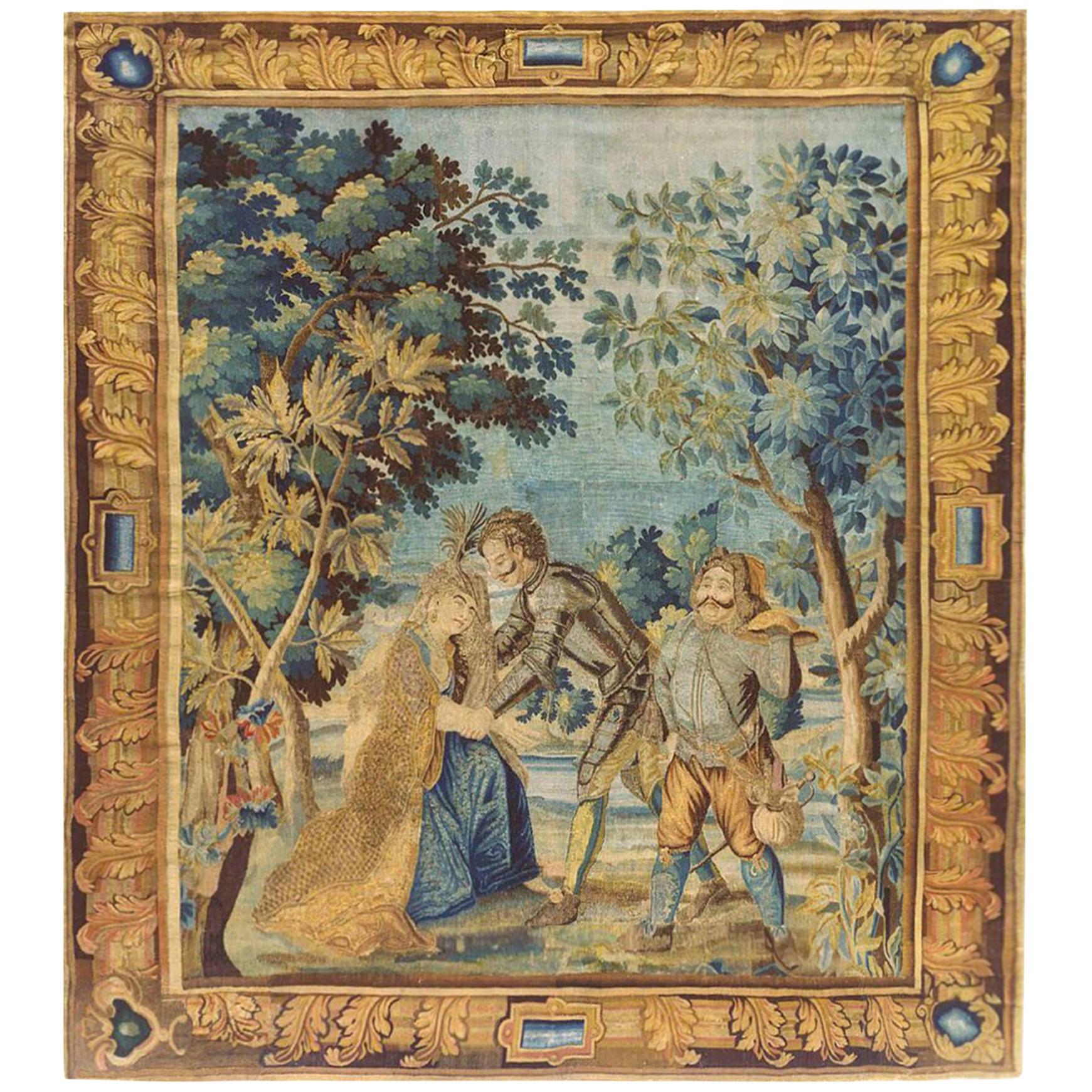 Antique 18th Century French Aubusson Tapestry, with Romantic Tale of Don Quixote For Sale
