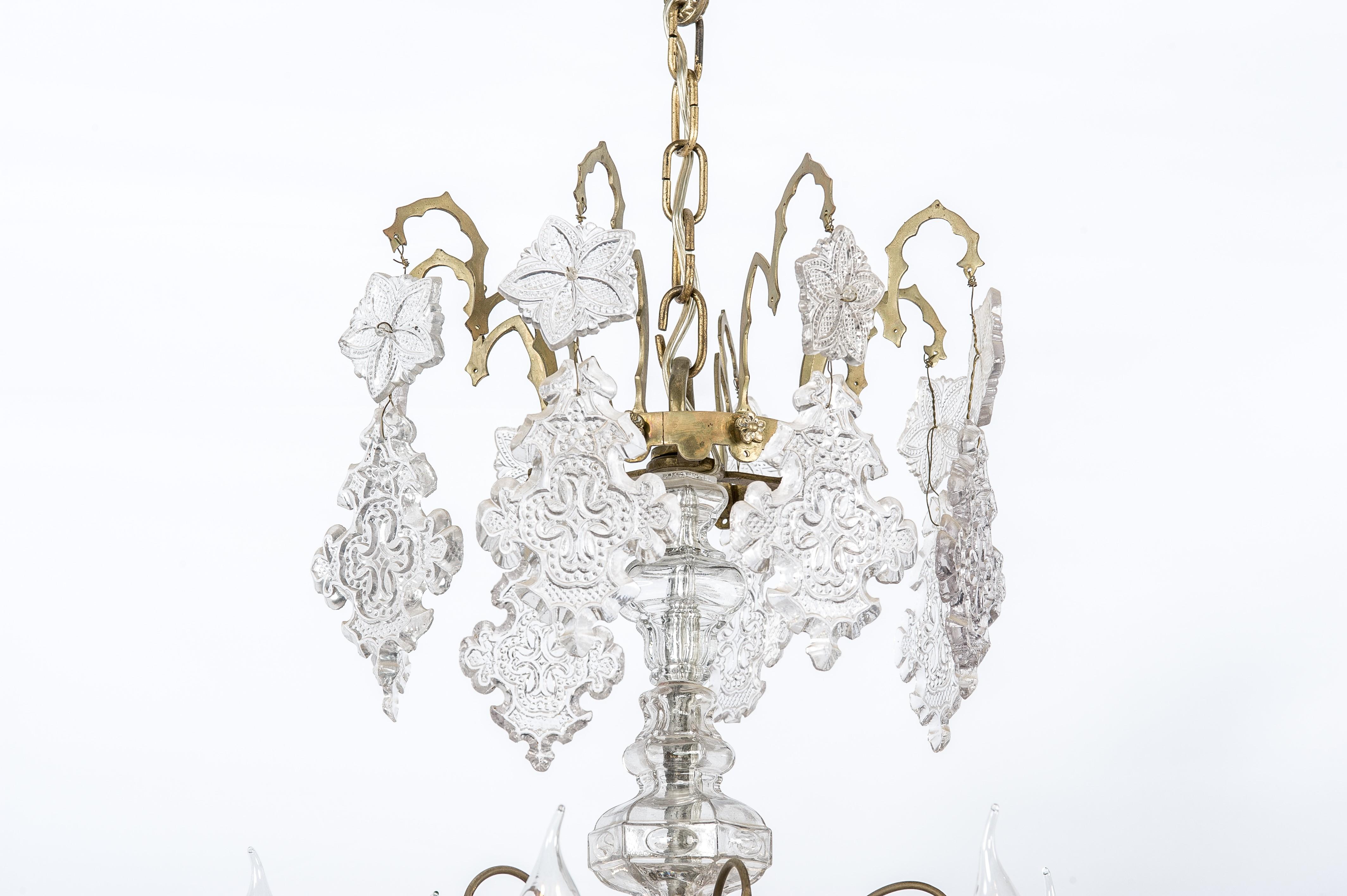 Antique 18th Century French Baroque Brass and Crystal religious Chandelier 10