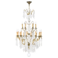 Antique 18th Century French Baroque Brass and Crystal religious Chandelier