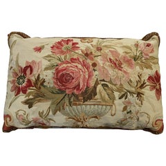 Antique 18th Century French Beauvais Floral Tapestry Lumbar Pillow