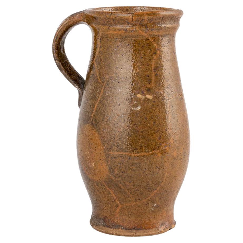Antique 18th Century French Ceramic Pitcher, Brown Glaze, Gorgeous Patina