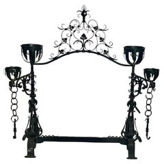 Antique 18th Century French Chateau Wrought Iron Fireplace Surround.