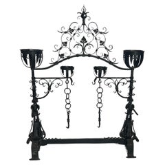 Antique 18th Century French Chateau Wrought Iron Fireplace Surround. 