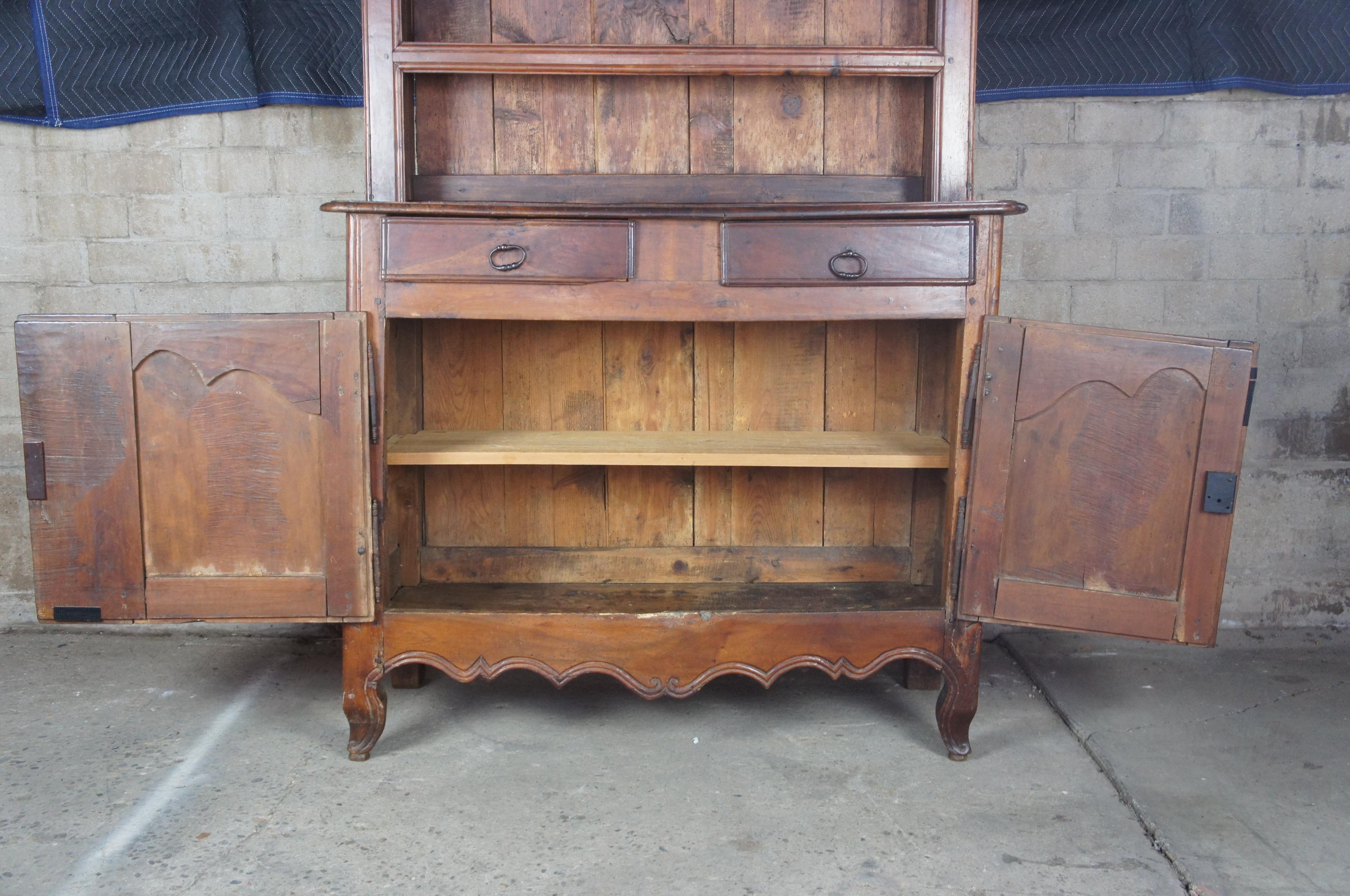 French Provincial Antique 18th century French Country Rustic Oak Cupboard China Hutch Sideboard