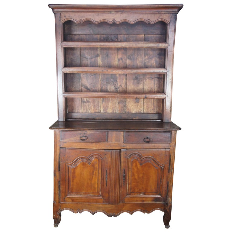 Antique 18th century French Country Rustic Oak Cupboard China Hutch