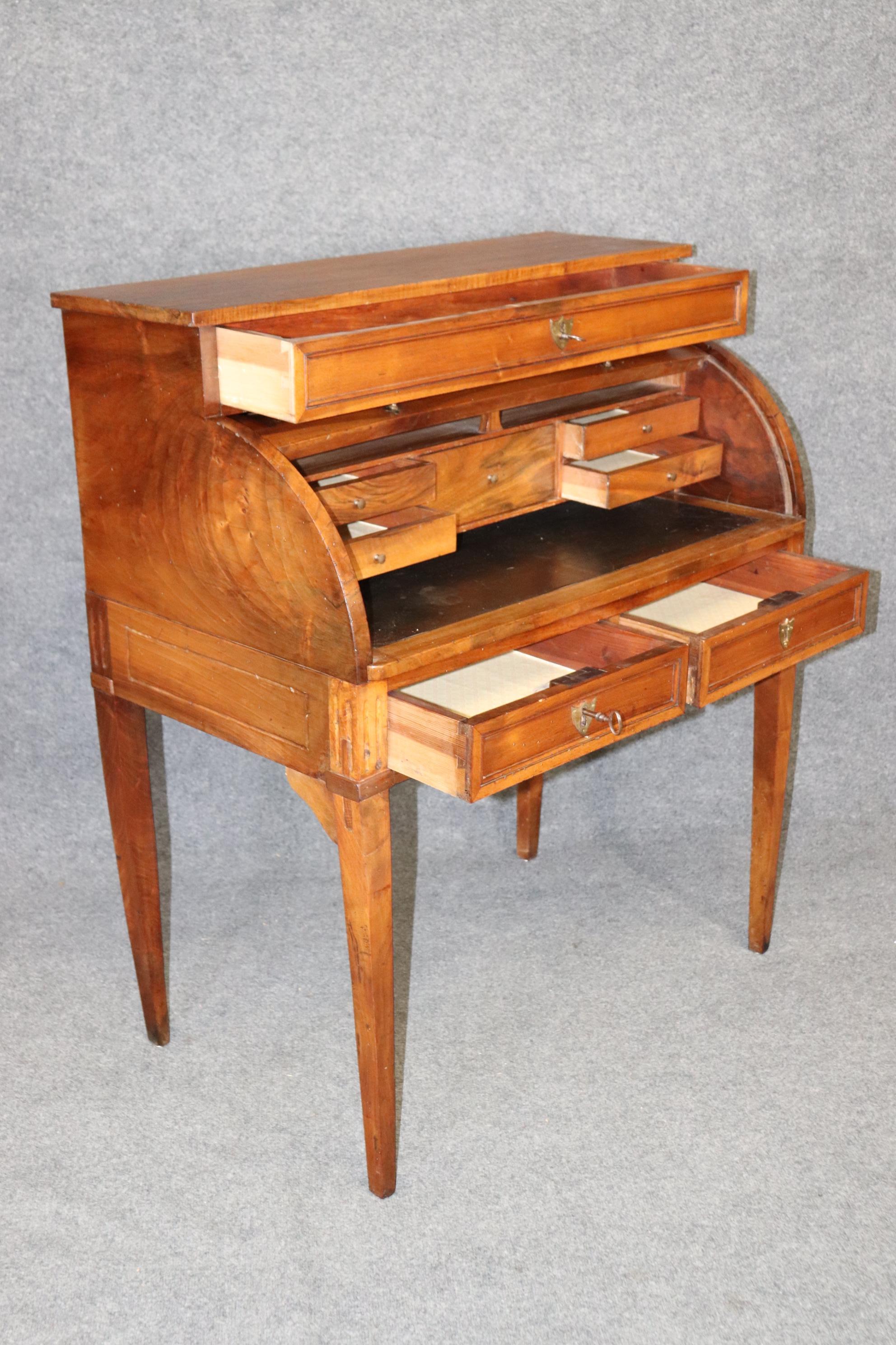Leather Antique 18th Century French Directoire Style Cylinder Desk For Sale