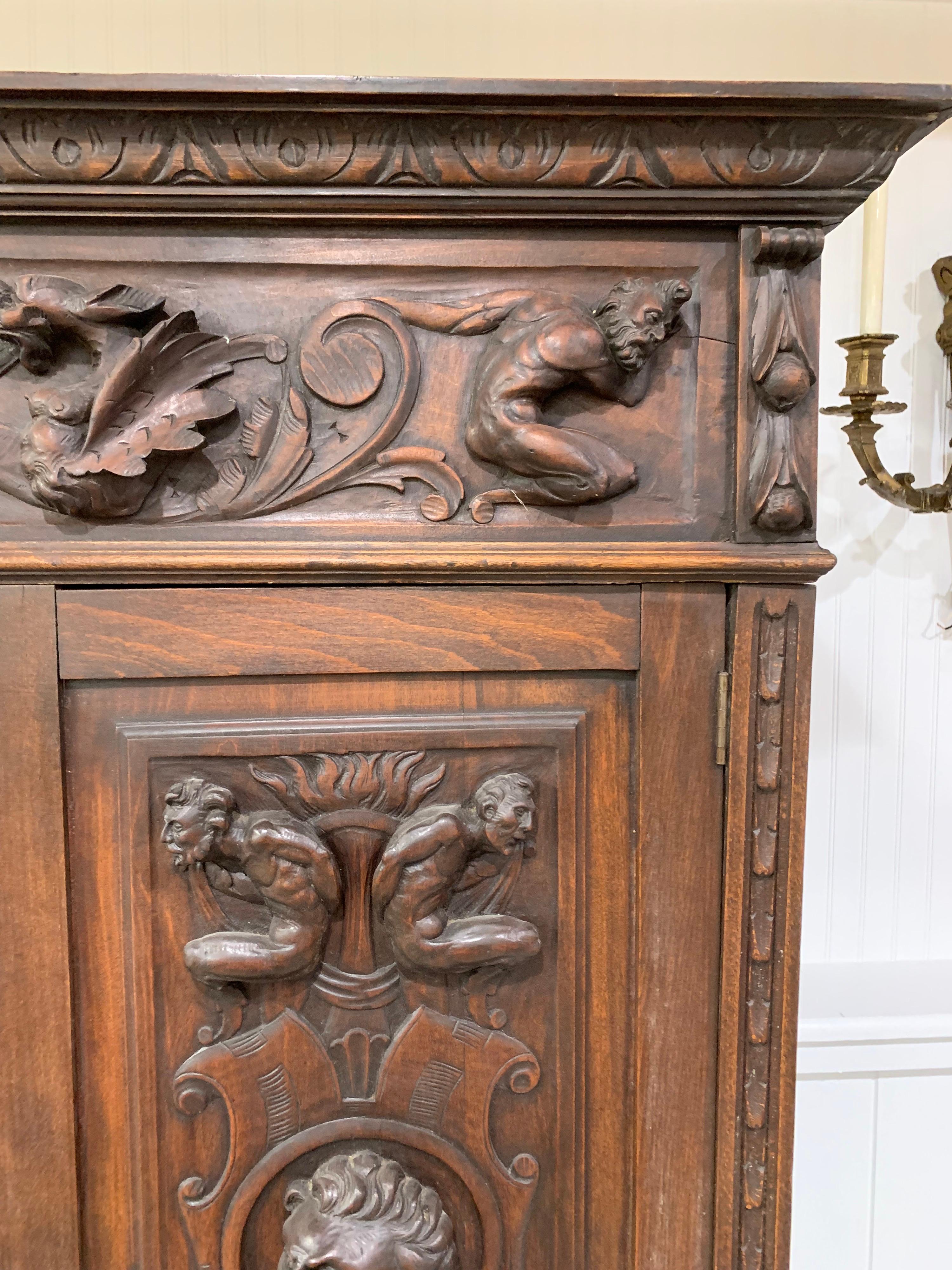 19th Century Antique 18th Century French Exquisitely Carved 4 Door Storage Cabinet Cupboard For Sale