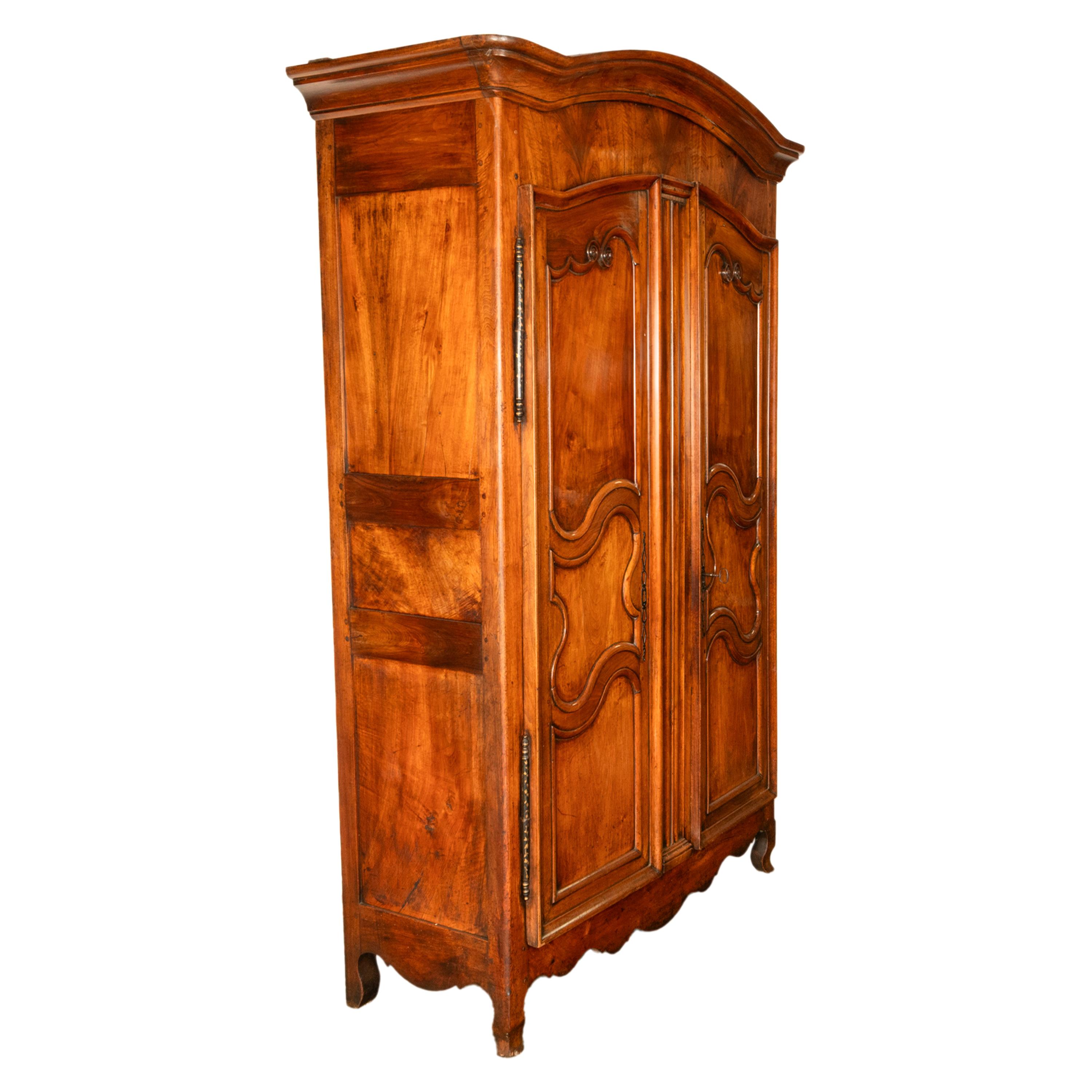 Antique French 18th Century Fruitwood Louis XV Provincial Armoire Wardrobe 1760 2