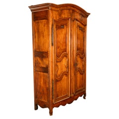 Antique 18th Century French Fruitwood Louis XV Provincial Armoire Wardrobe 1760