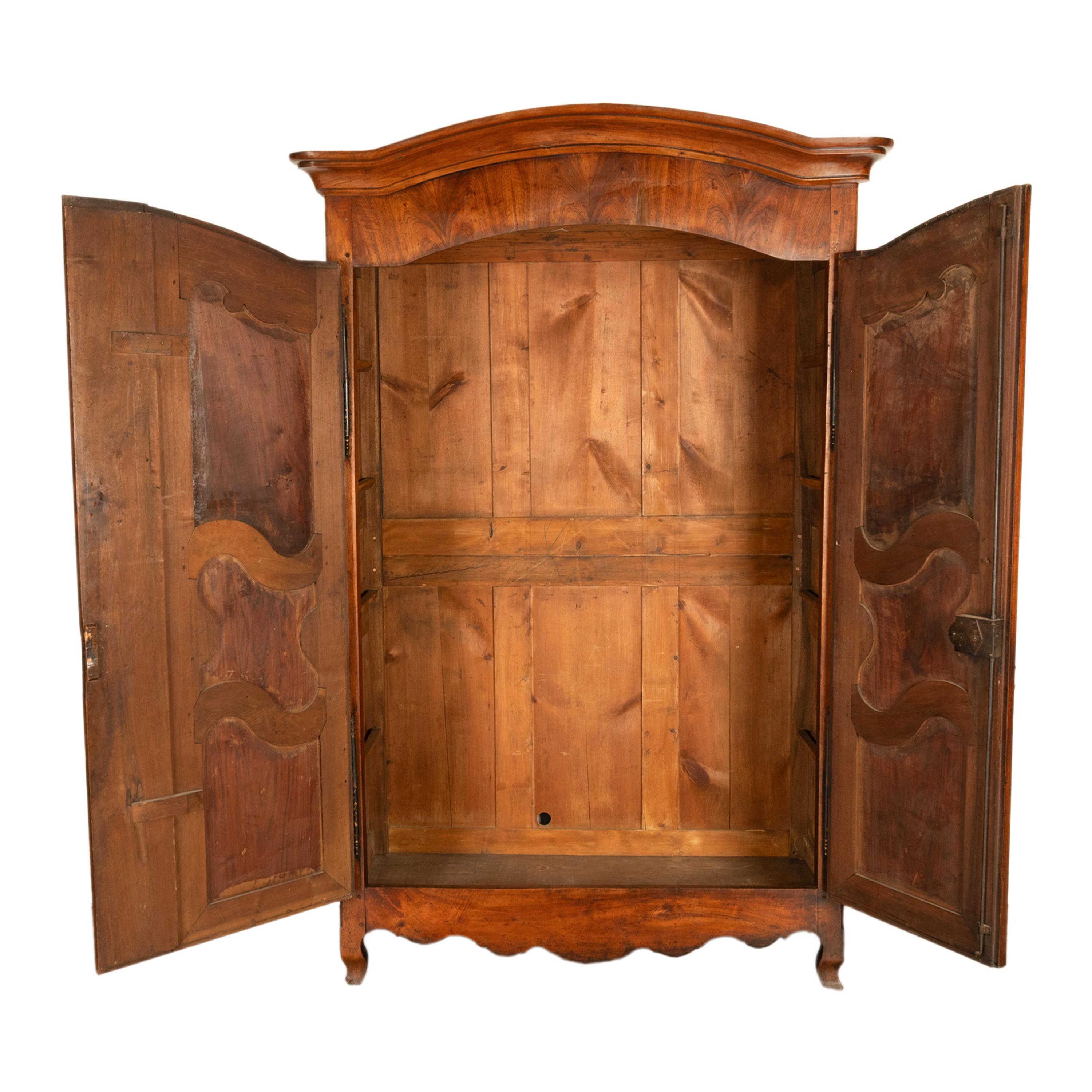 Intagliato Antique French 18th Century Fruitwood Louis XV Provincial Armoire Wardrobe 1760