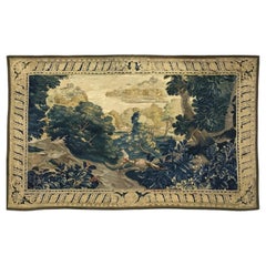 Antique 18th Century French Landscape Verdure Tapestry, with Birds in the Woods
