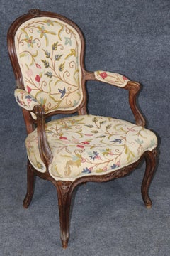 Antique 18th Century French Louis XV Carved Fauteuil Arm Chair