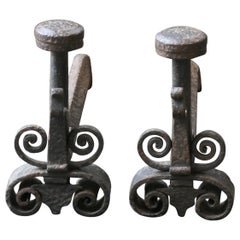 Ancienne chenets de cheminée Louis XV du 18ème siècle français