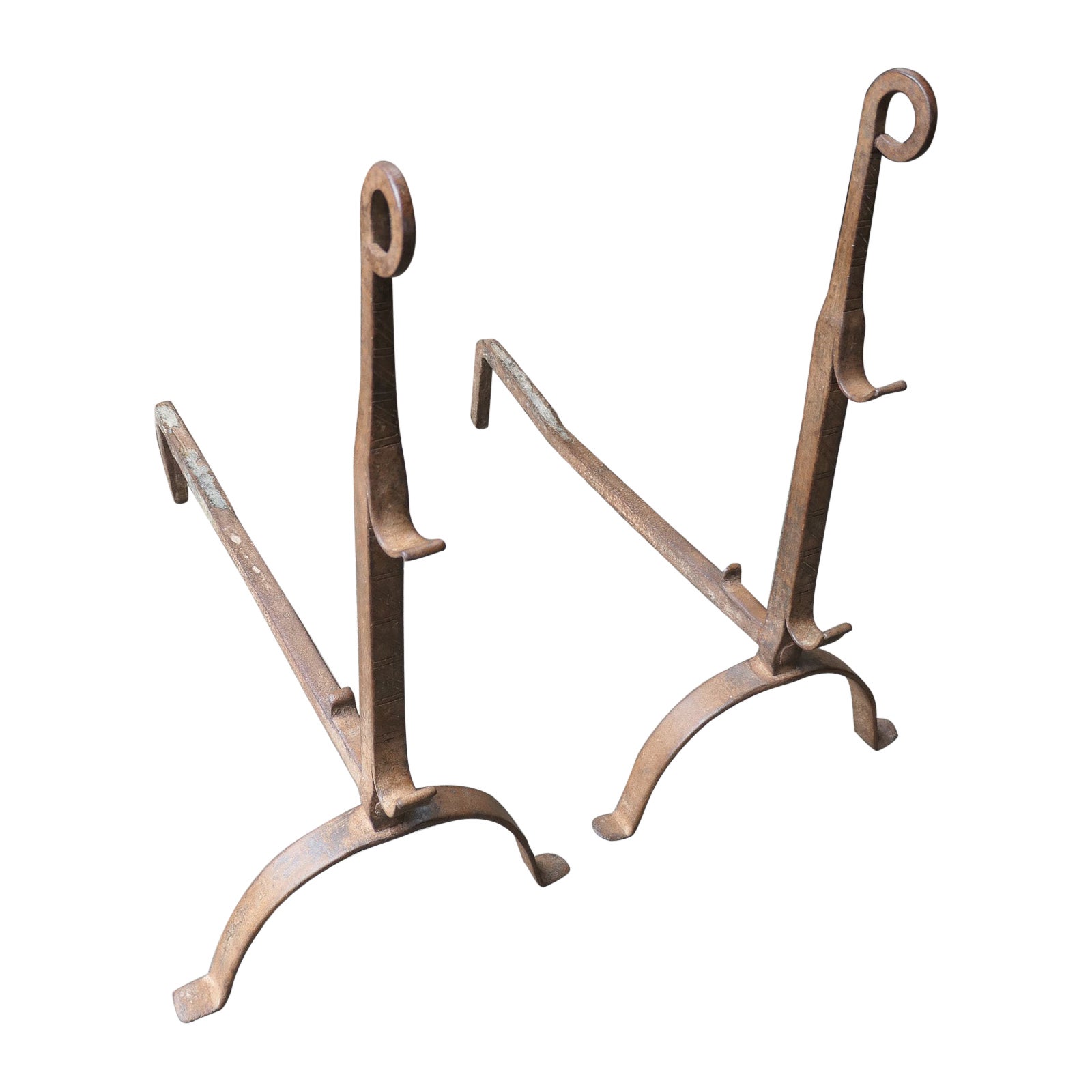Antique French del 18° secolo Luigi XV Andirons da Fuoco