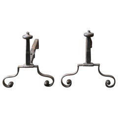 Antique 18th Century French Louis XV Hierro Andirons