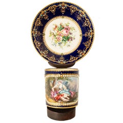 Antique 18th Century French Louis XV Sevres Porcelain Cup Saucer by Bardet 1758