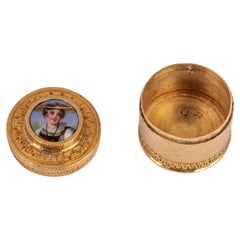 Antike französische Miniatur-Porträt-Patchbox aus 18 Karat Gold-Emaille aus dem 18. Jahrhundert, 1780