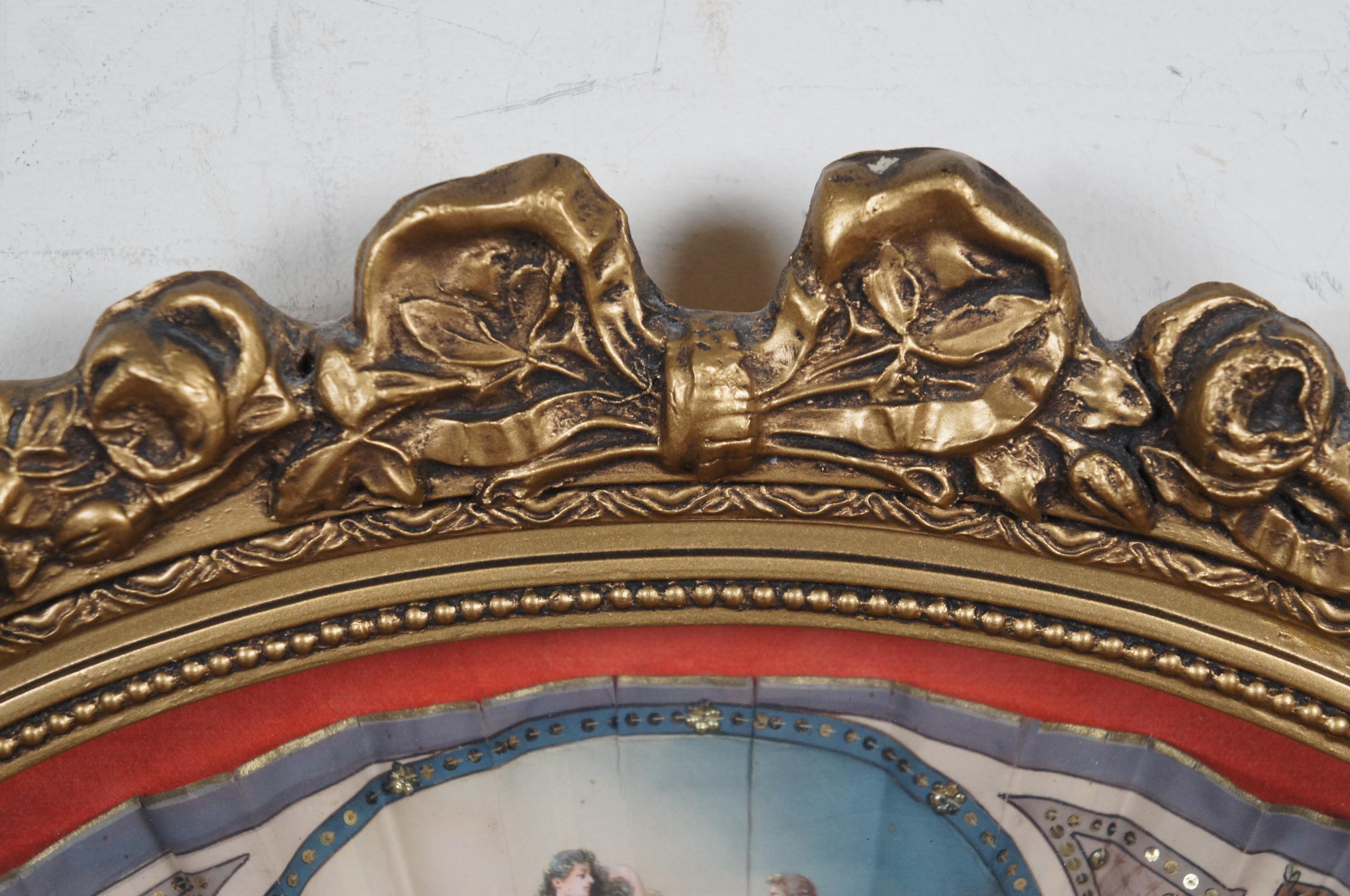 Silk Antique 18th Century French Neoclassical Hera's Chariot Hand Fan Shadowbox For Sale