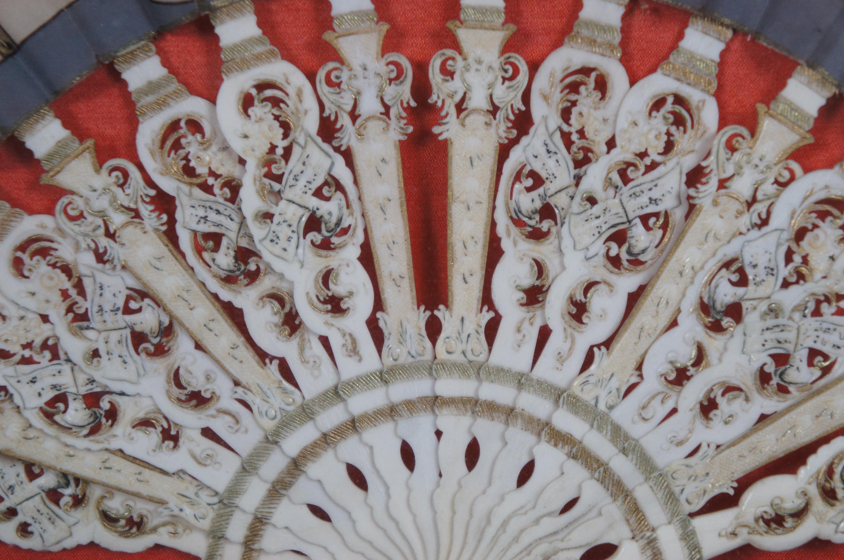 Antique 18th Century French Neoclassical Hera's Chariot Hand Fan Shadowbox For Sale 2