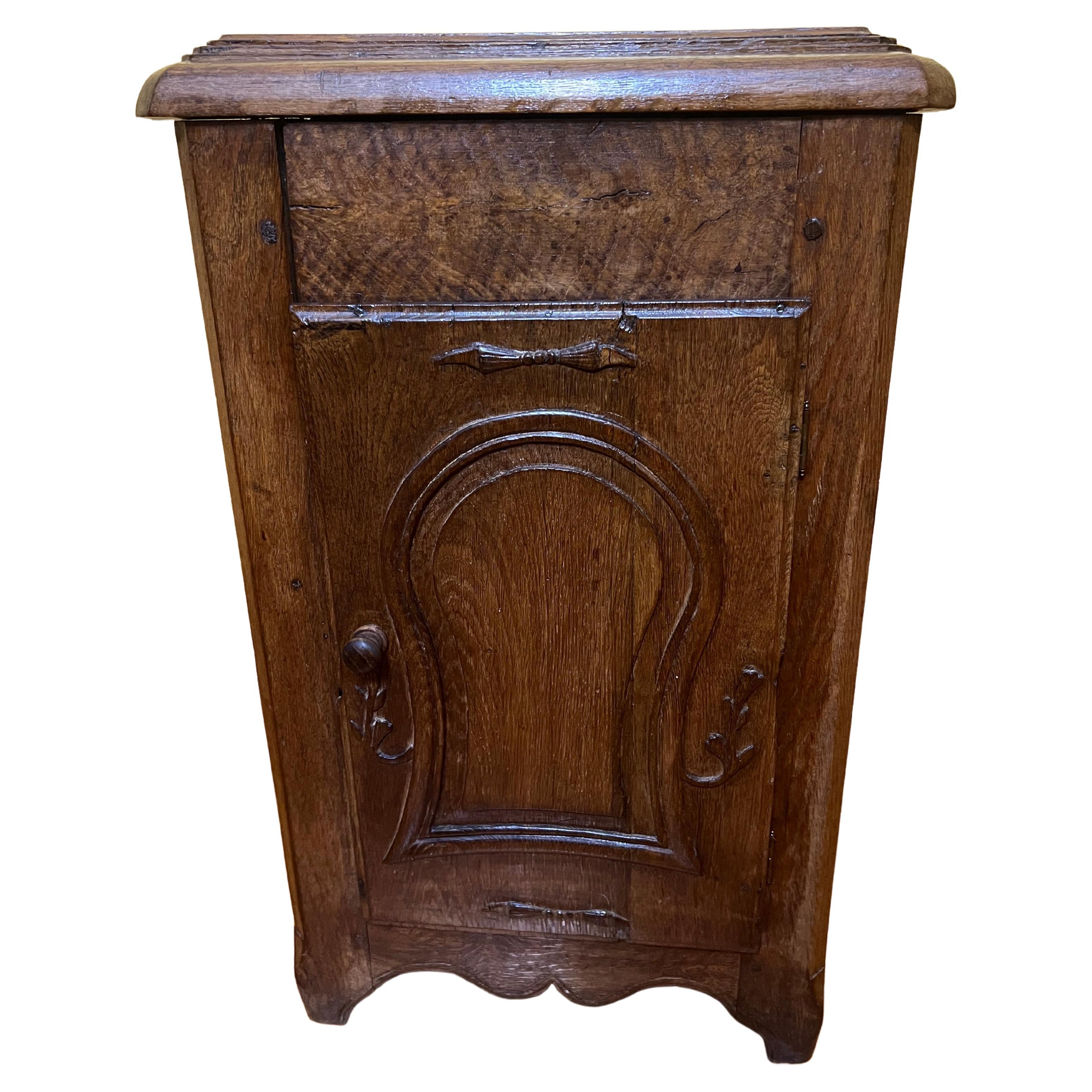 Antique 18th Century French Oak Bedside Table For Sale