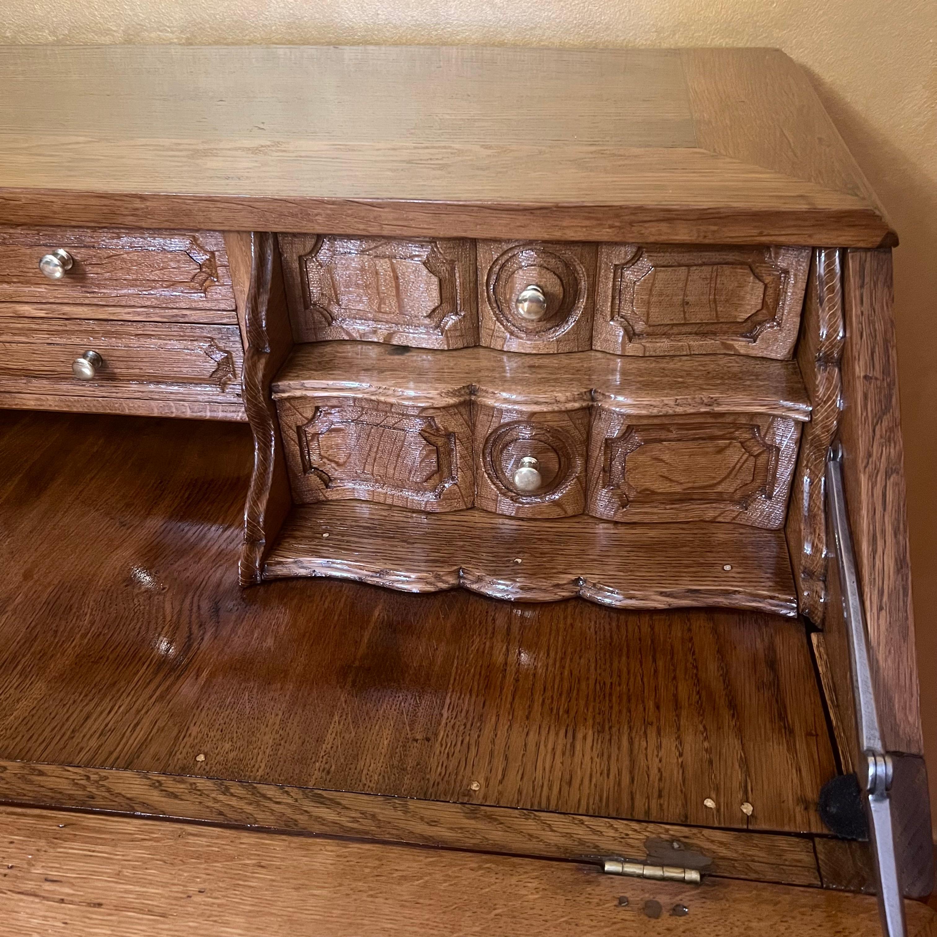 Antique 18th Century French Oak Large Bureau With Drawers For Sale 2