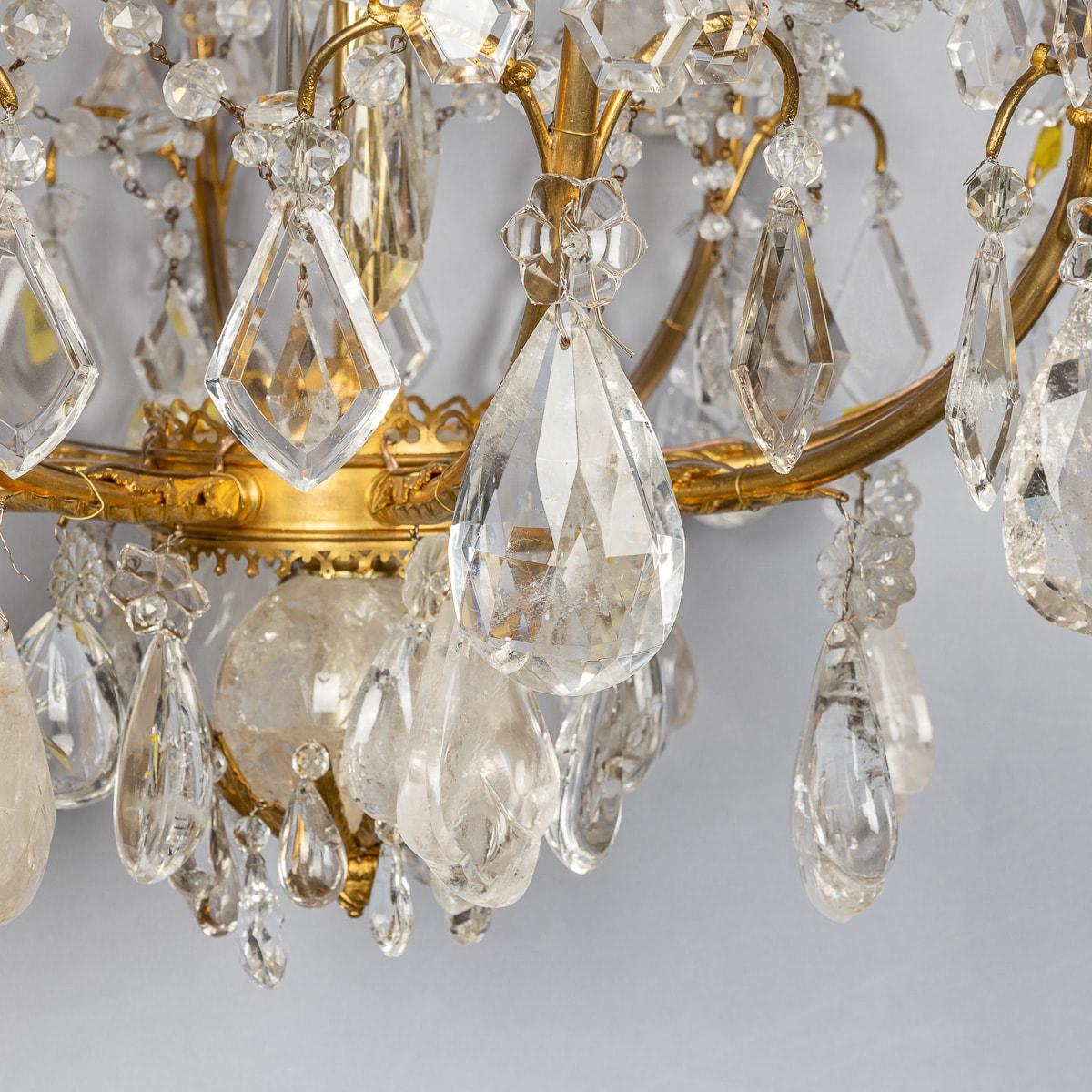 Antique 19th Century French Ormolu & Cut Rock Crystal Chandelier c1850 For Sale 5