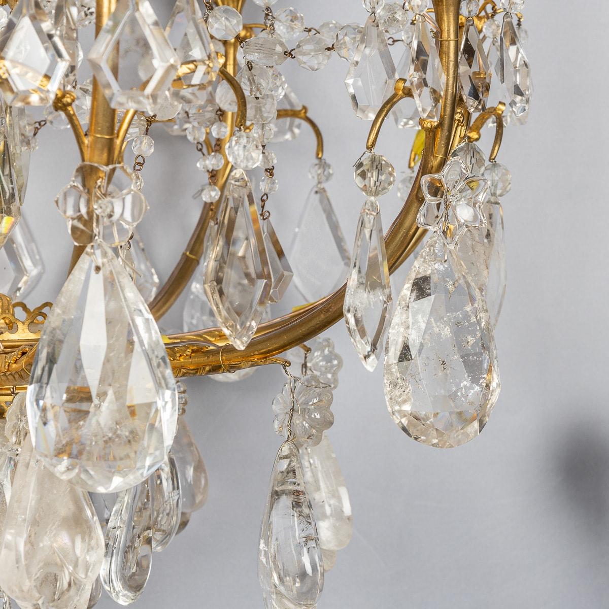 Antique 19th Century French Ormolu & Cut Rock Crystal Chandelier c1850 For Sale 6