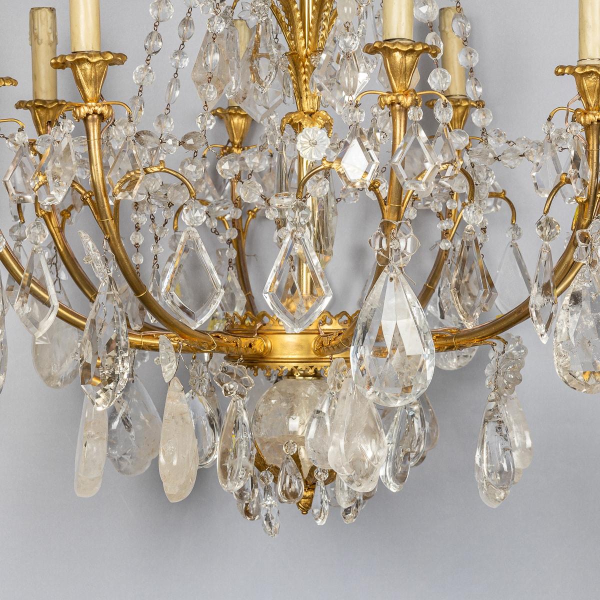 Antique 19th Century French Ormolu & Cut Rock Crystal Chandelier c1850 For Sale 8