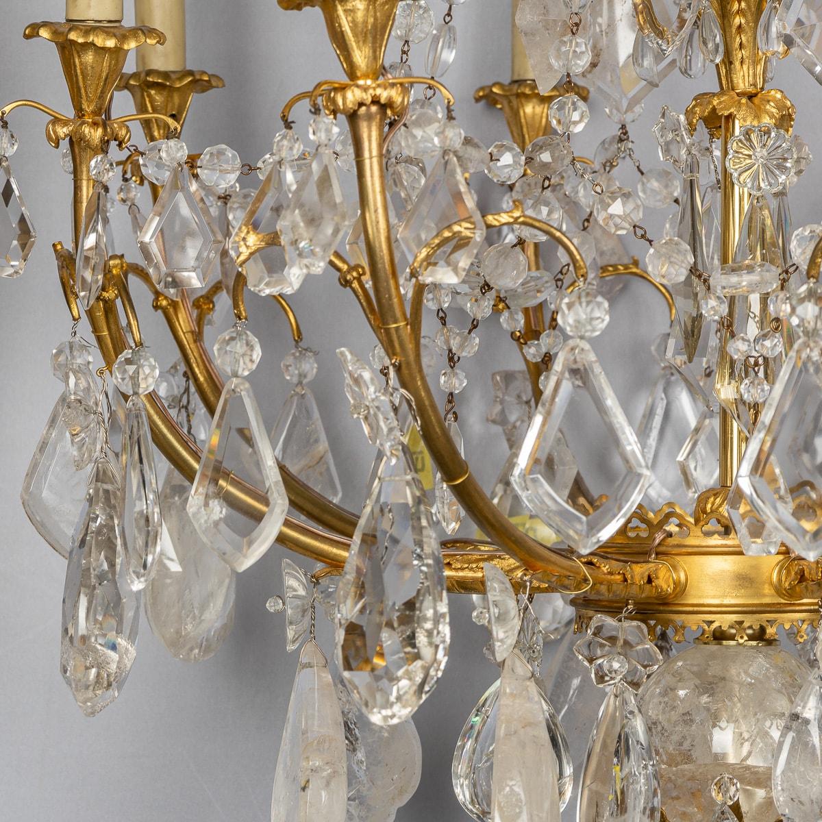 Antique 19th Century French Ormolu & Cut Rock Crystal Chandelier c1850 For Sale 9