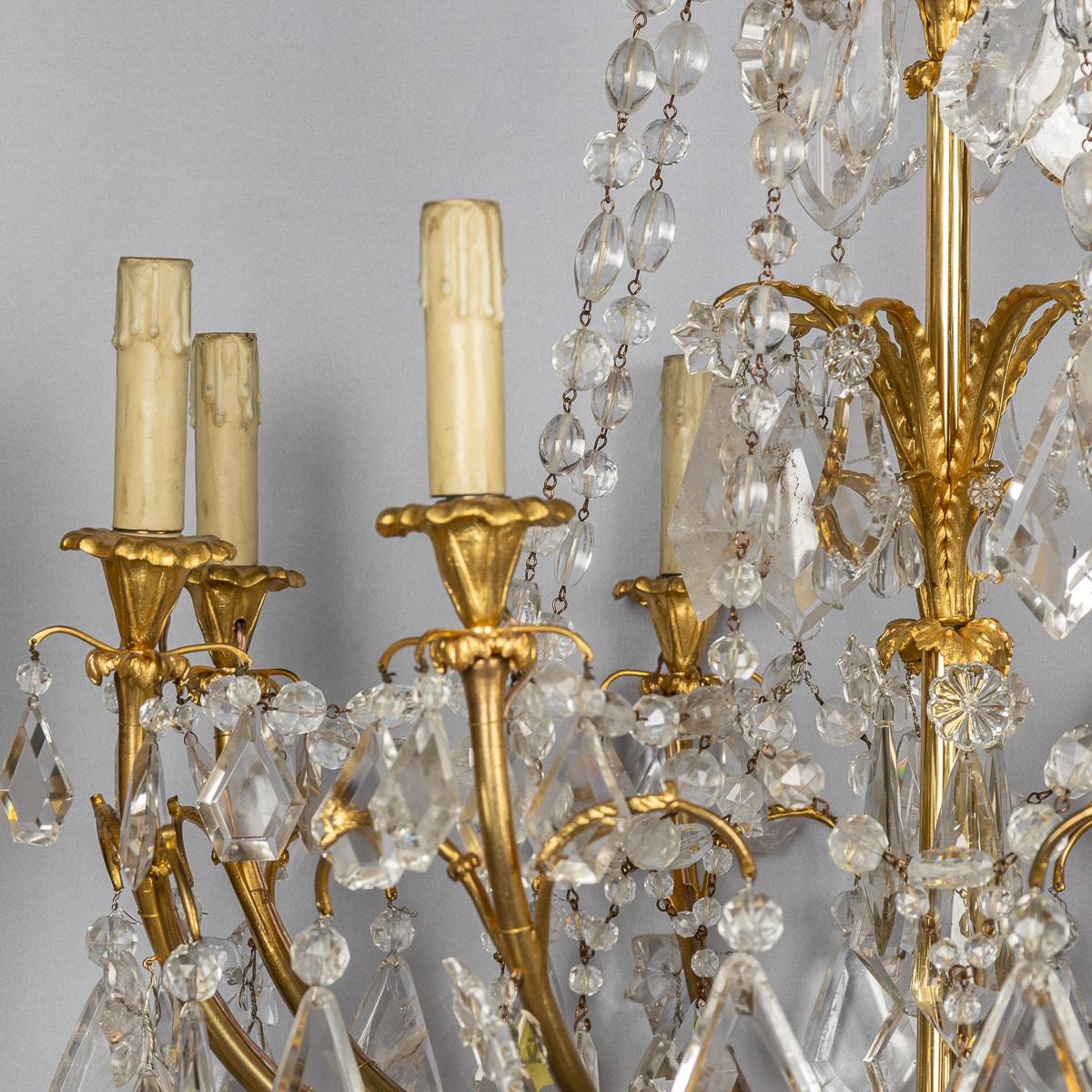 Antique 19th Century French Ormolu & Cut Rock Crystal Chandelier c1850 For Sale 10