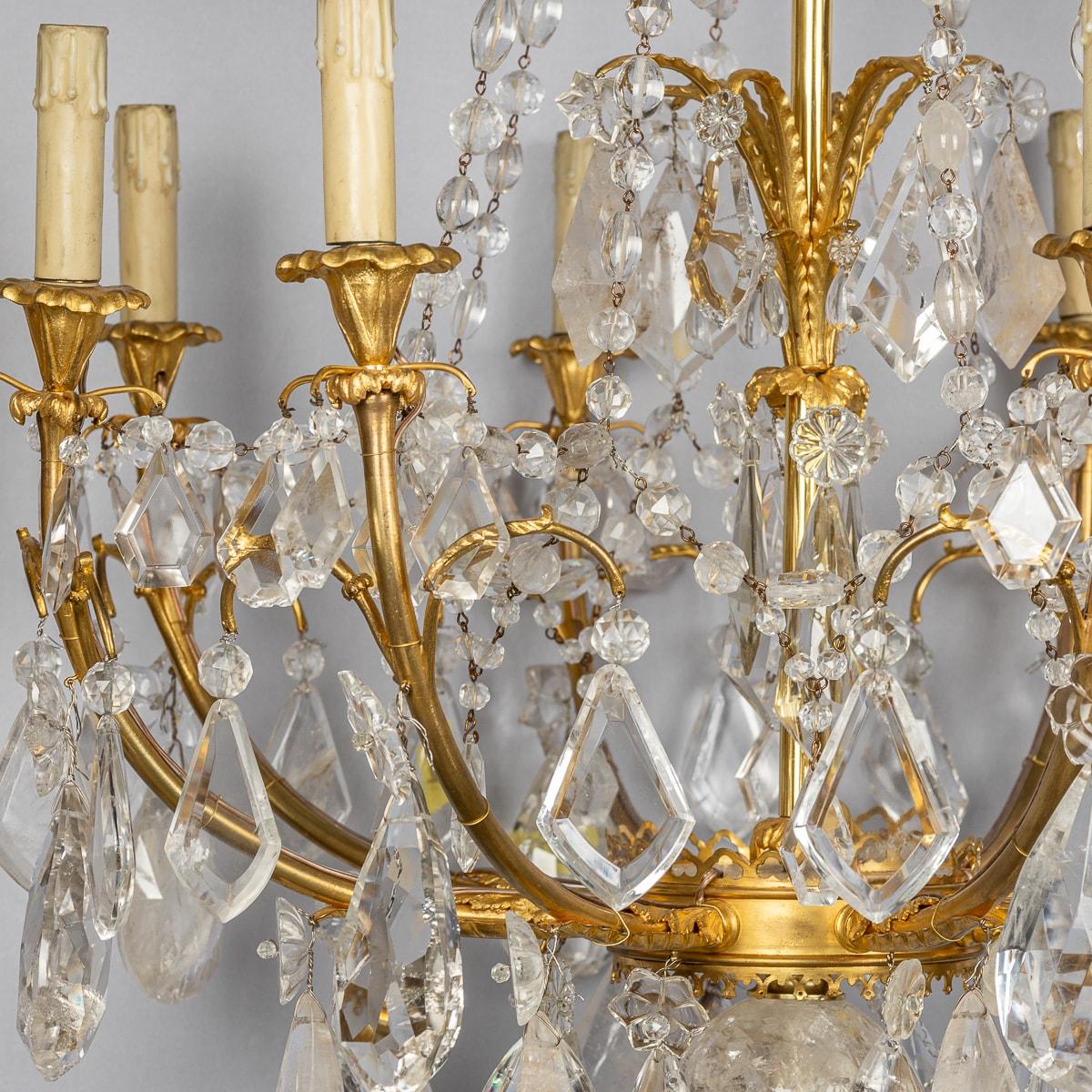 Antique 19th Century French Ormolu & Cut Rock Crystal Chandelier c1850 For Sale 11