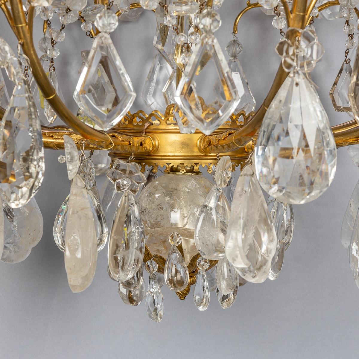 Antique 19th Century French Ormolu & Cut Rock Crystal Chandelier c1850 For Sale 12