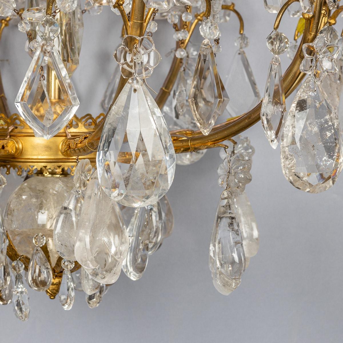 Antique 19th Century French Ormolu & Cut Rock Crystal Chandelier c1850 For Sale 13
