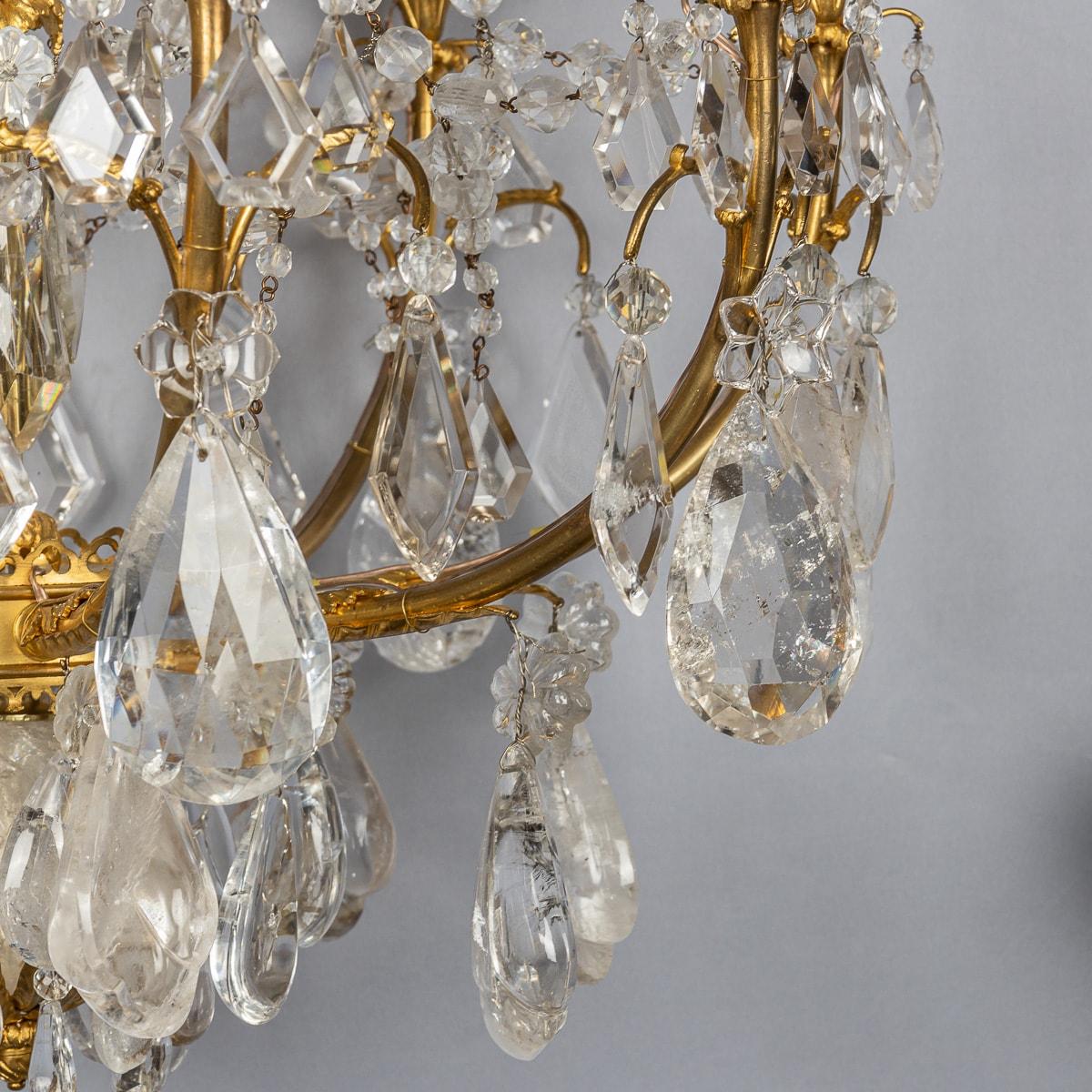 Antique 19th Century French Ormolu & Cut Rock Crystal Chandelier c1850 For Sale 14