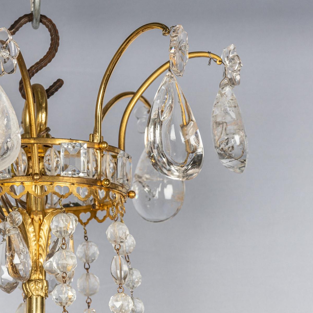 Other Antique 19th Century French Ormolu & Cut Rock Crystal Chandelier c1850 For Sale
