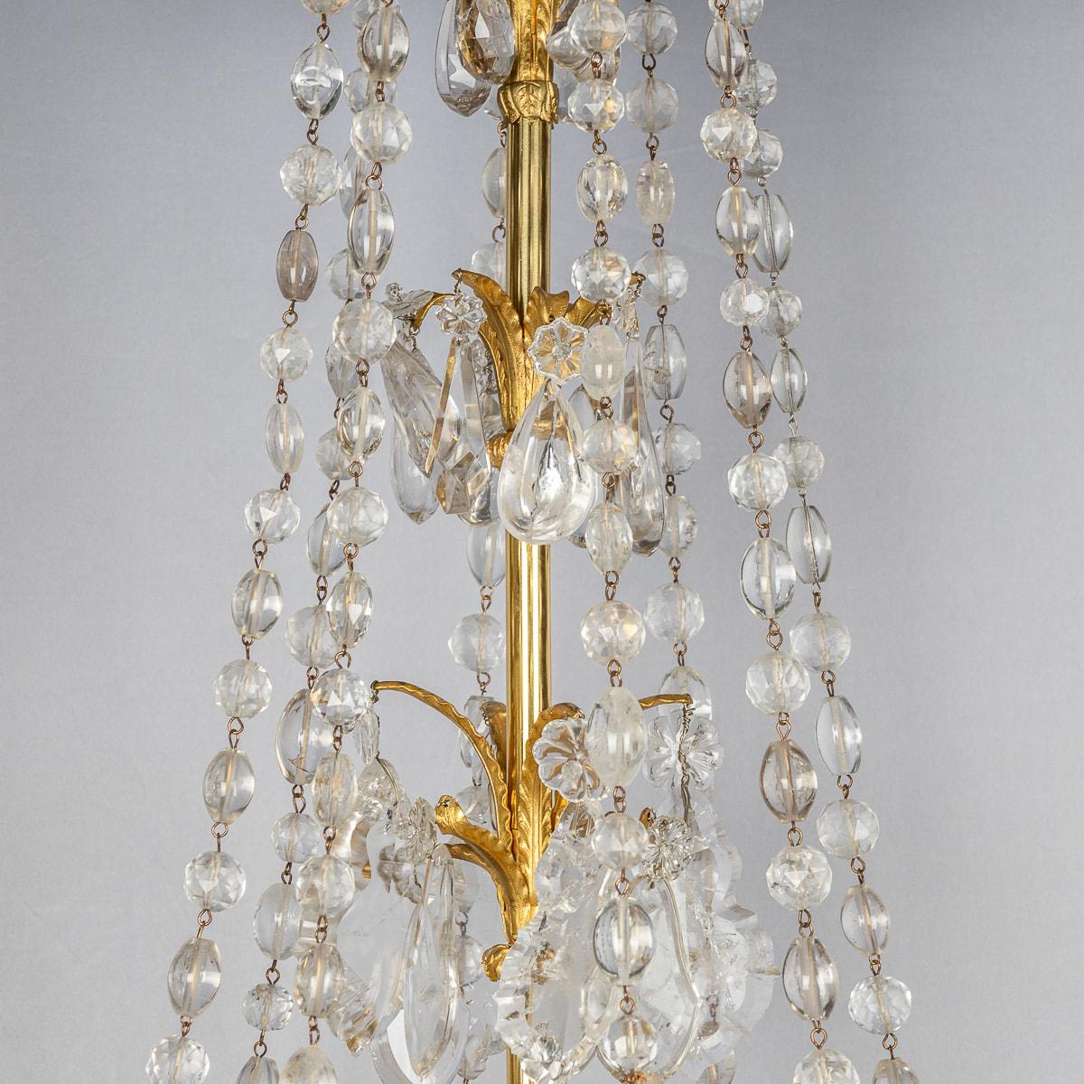 Mid-19th Century Antique 19th Century French Ormolu & Cut Rock Crystal Chandelier c1850 For Sale