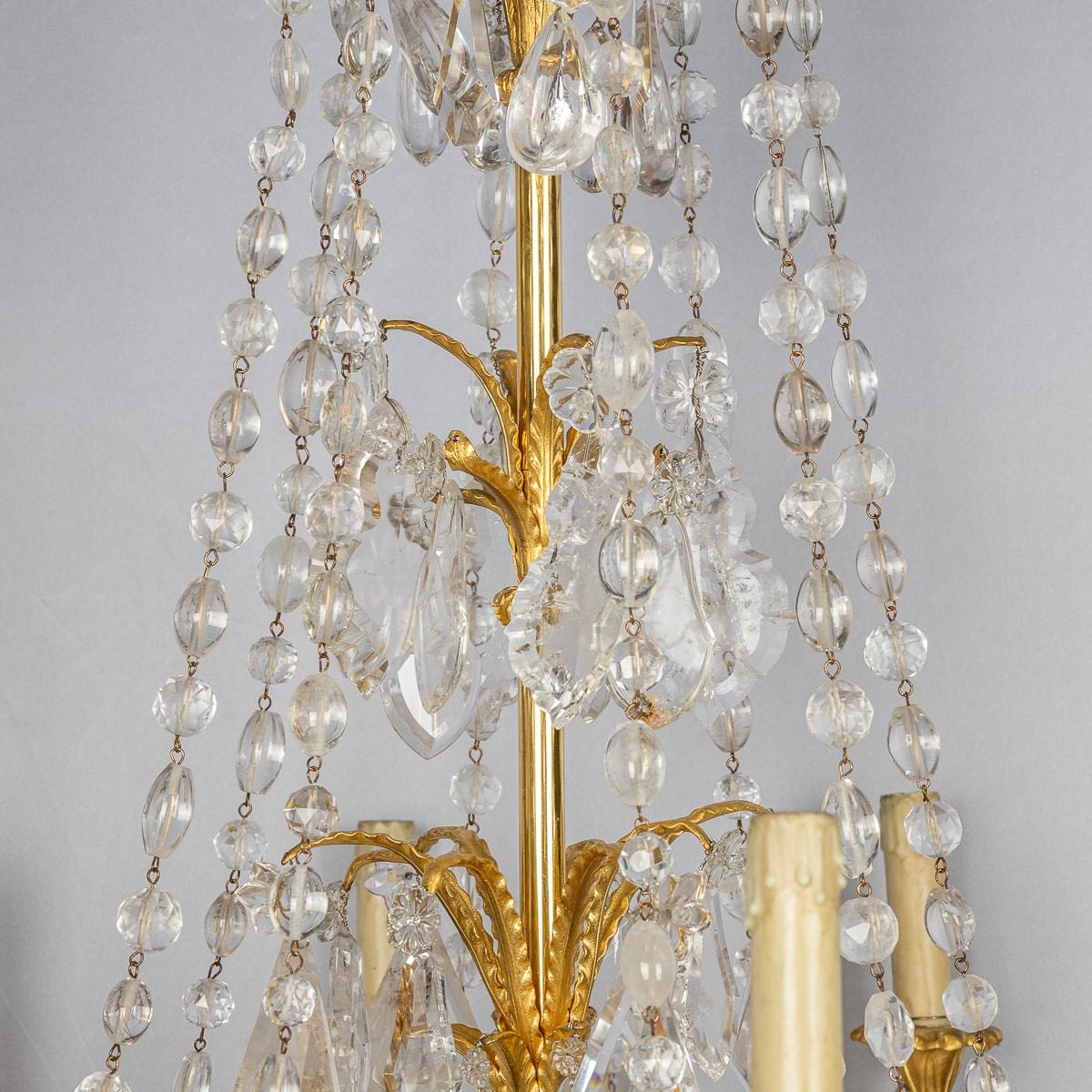 Antique 19th Century French Ormolu & Cut Rock Crystal Chandelier c1850 For Sale 1