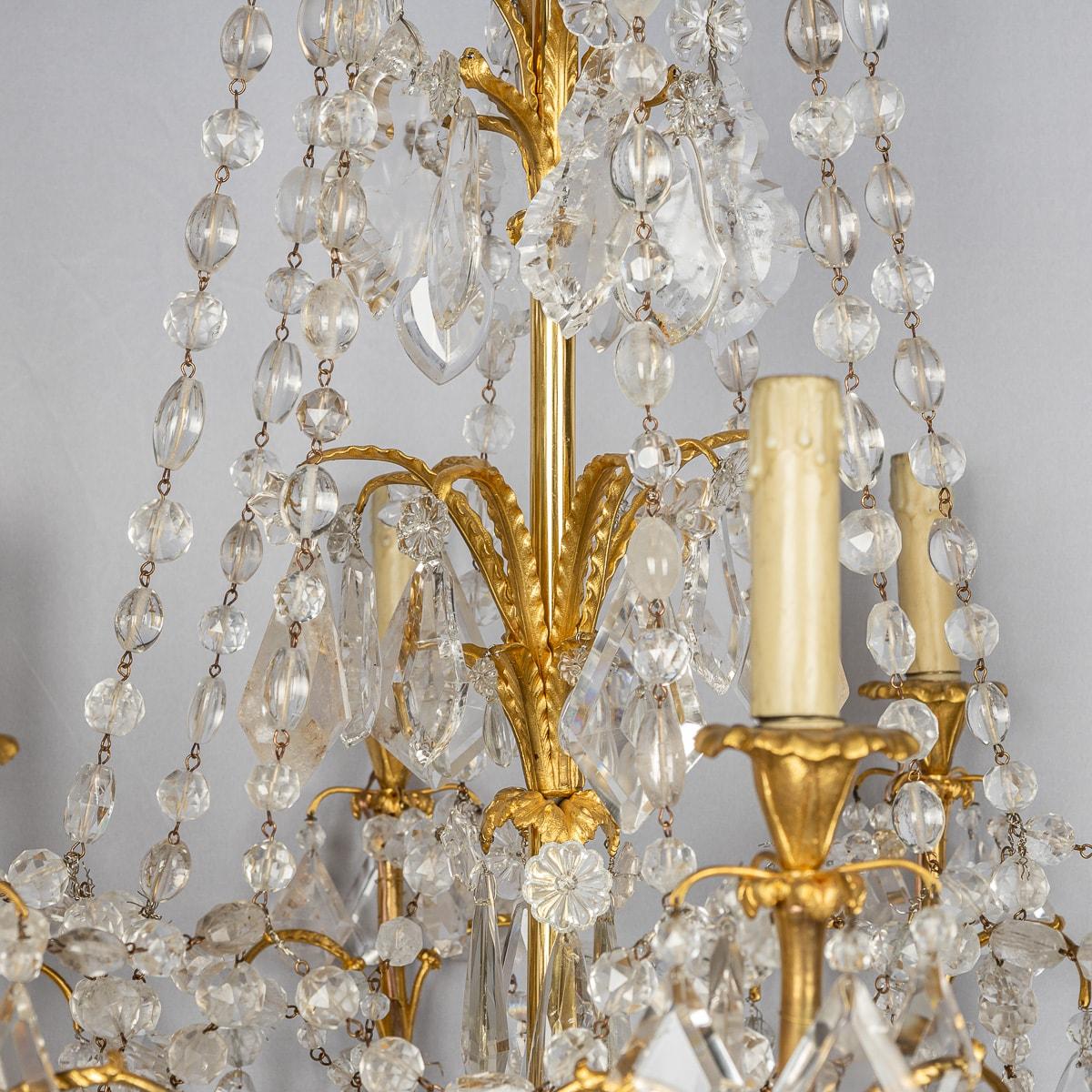 Antique 19th Century French Ormolu & Cut Rock Crystal Chandelier c1850 For Sale 2