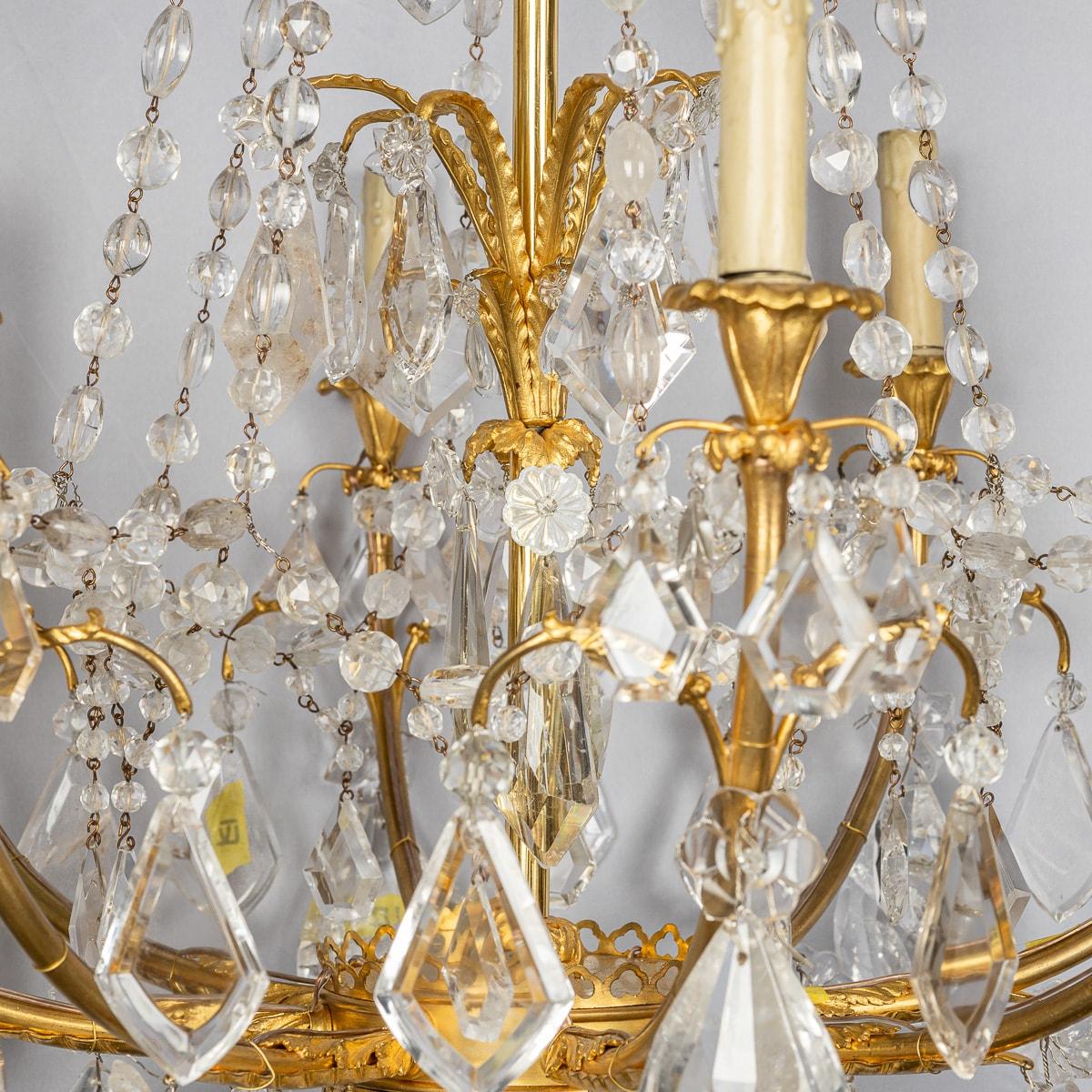 Antique 19th Century French Ormolu & Cut Rock Crystal Chandelier c1850 For Sale 3
