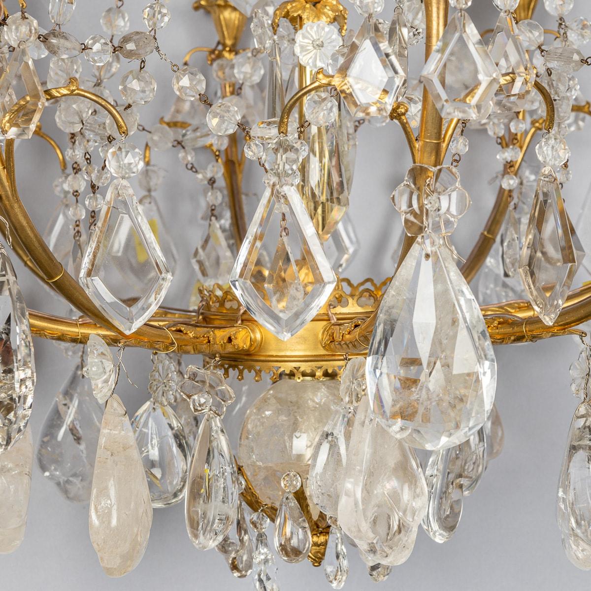 Antique 19th Century French Ormolu & Cut Rock Crystal Chandelier c1850 For Sale 4