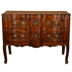 Antique 18th Century French Provincial Régence Carved Walnut Commode Chest 1760