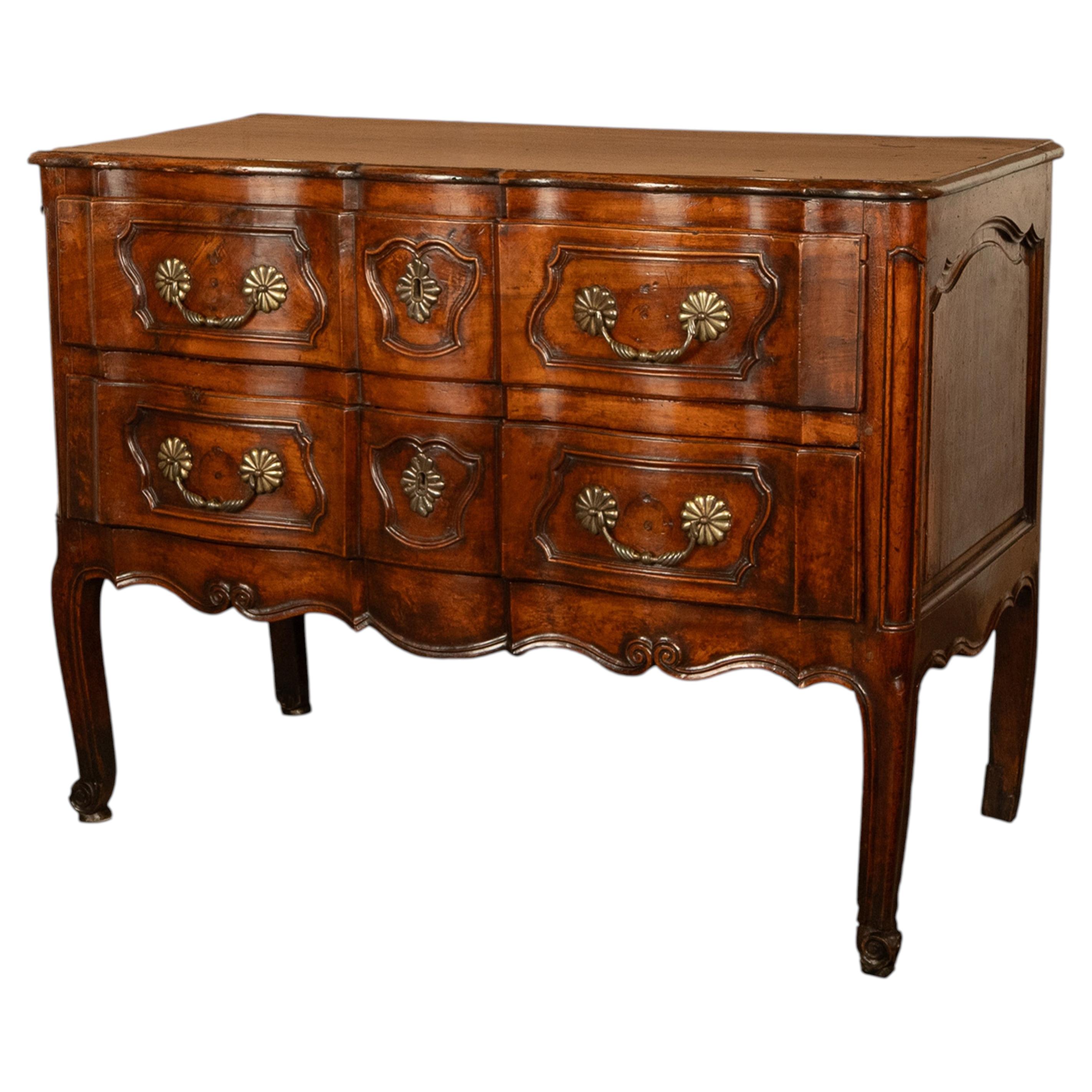Antique 18th Century French Provincial Régence Carved Walnut Commode Chest 1760