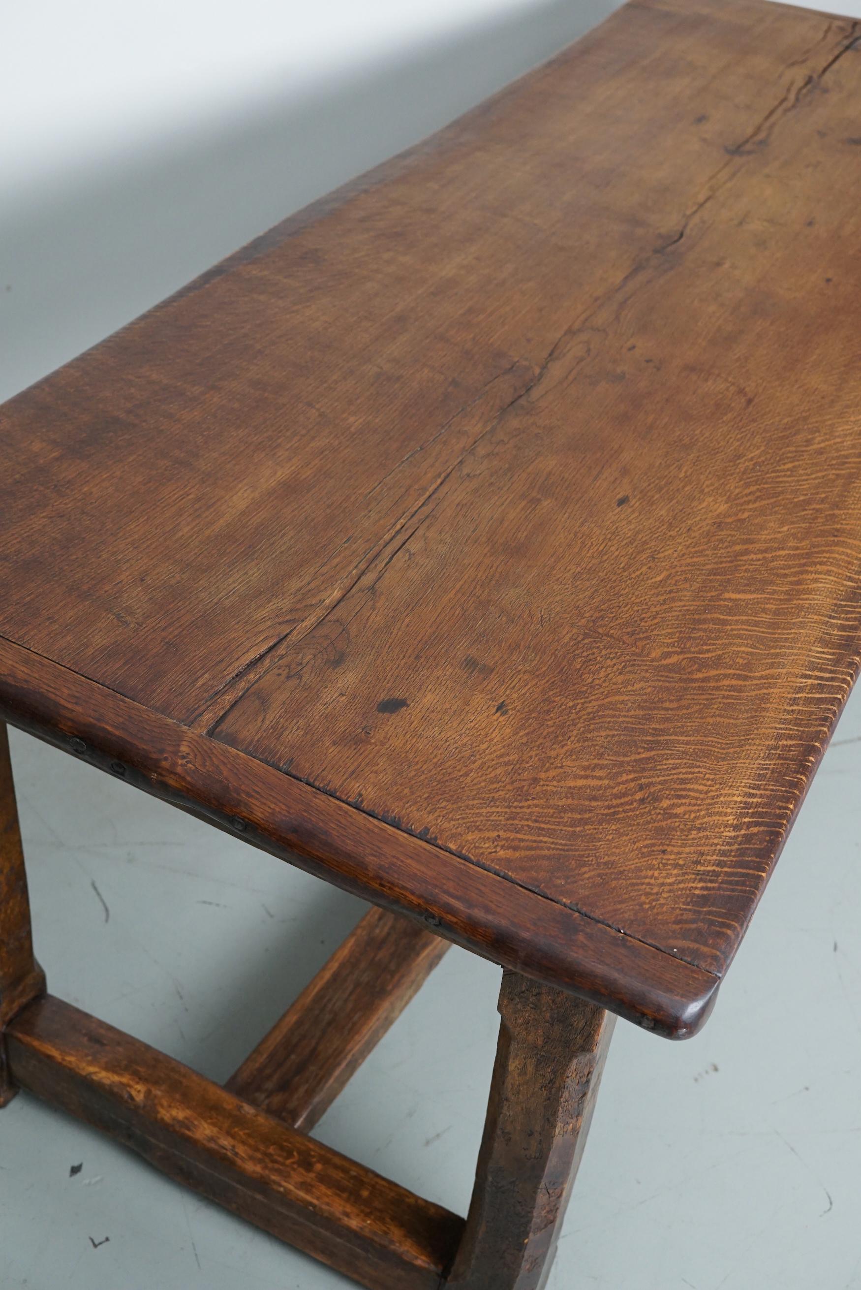 Antique 18th Century French Rustic Farmhouse Dining Table Tiger Oak  16