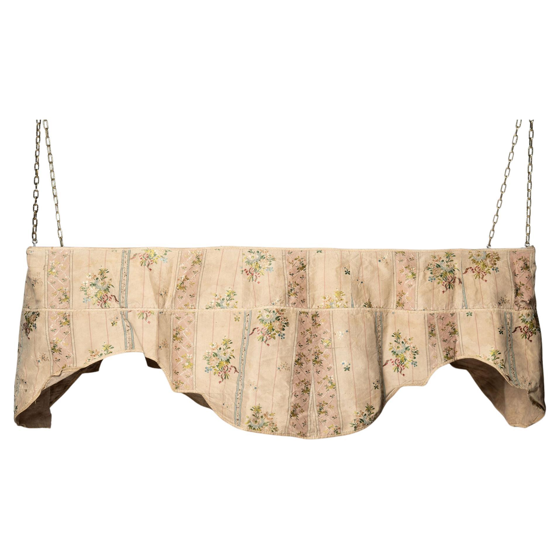 Antique 18th Century French silk bed canopy  For Sale